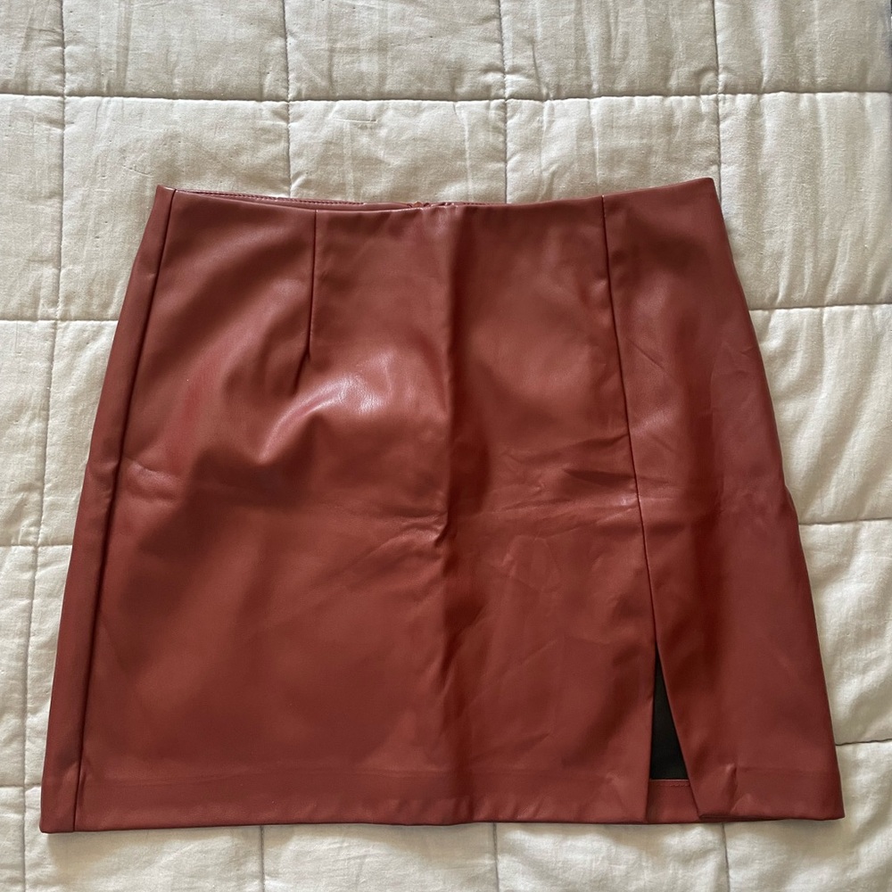 Only Rust Faux Leather / Vinyl Mini Skirt